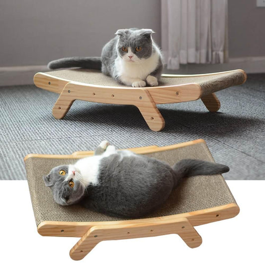 Arranhador de madeira com cama lounge destacável, 3 em 1 para treinamento de gatos - Wshop10