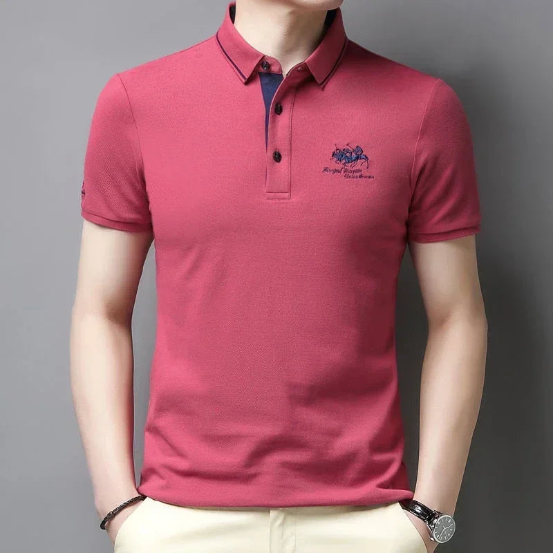 Polo Masculina Bordada Casual – Manga Curta Verão
