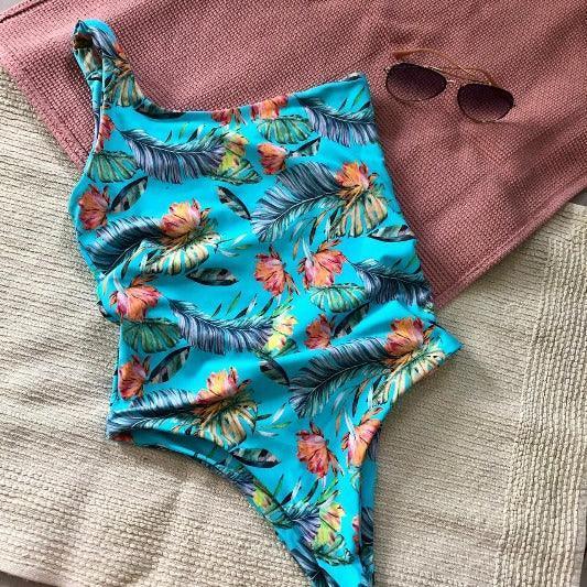 Maiô Body Floral Laranja