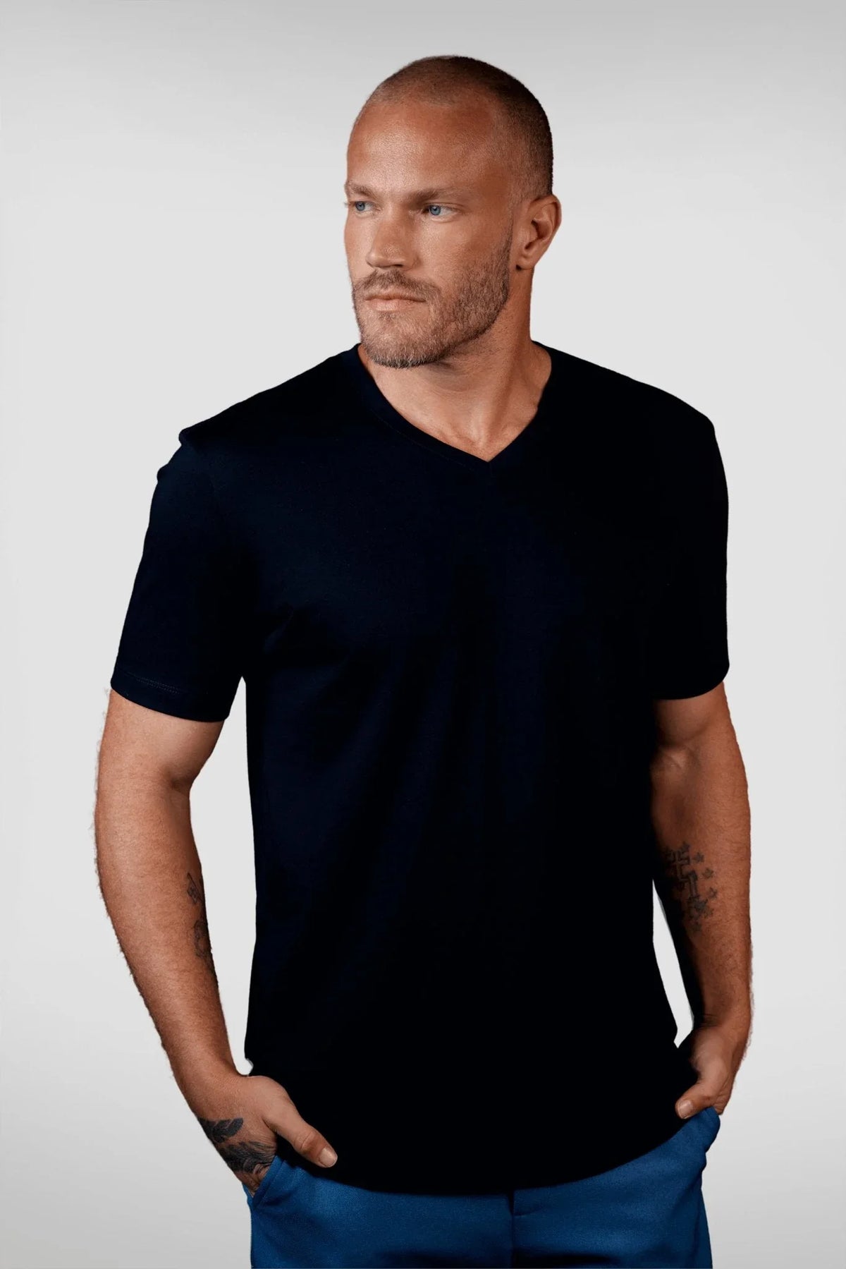 Camiseta Original Gola V Algodão Egípcio com Elastano Preta