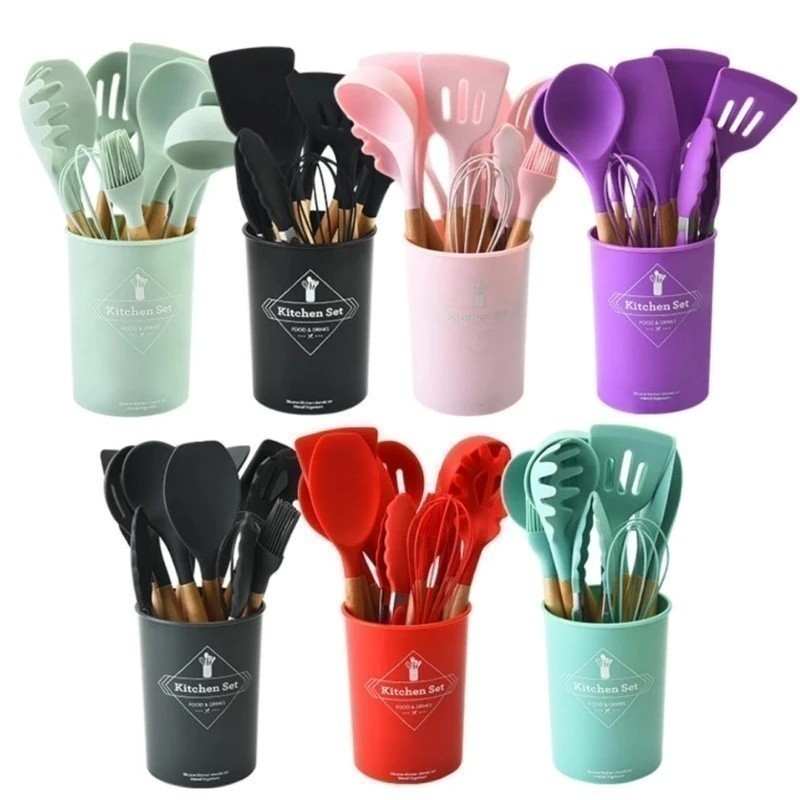 Kit Utensílios de Cozinha em Silicone 12 Peças