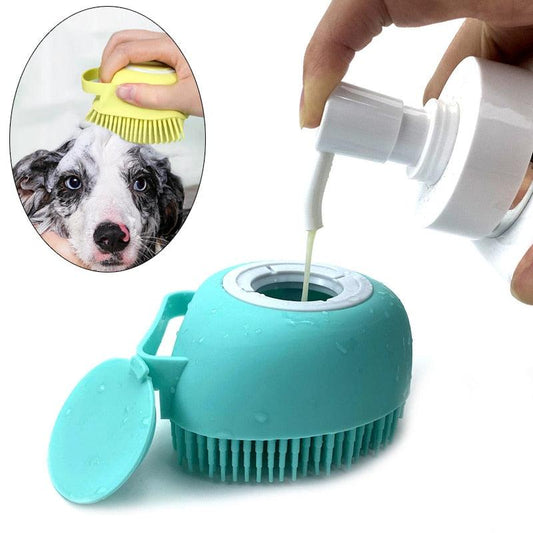 Escova de Silicone Macio e com Porta Shampoo para Pets - Wshop10