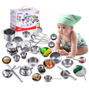 Mini Cozinha Infantil Em Aço Inox 25 Peças