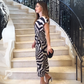 Vestido Midi Eveline - Estampa Óptica e Cintura Ajustável