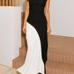 Vestido Longo Sem Mangas com Design Bicolor Diagonal Elegante - Alane