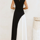 Vestido Longo Sem Mangas com Design Bicolor Diagonal Elegante - Alane