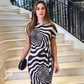 Vestido Midi Eveline - Estampa Óptica e Cintura Ajustável