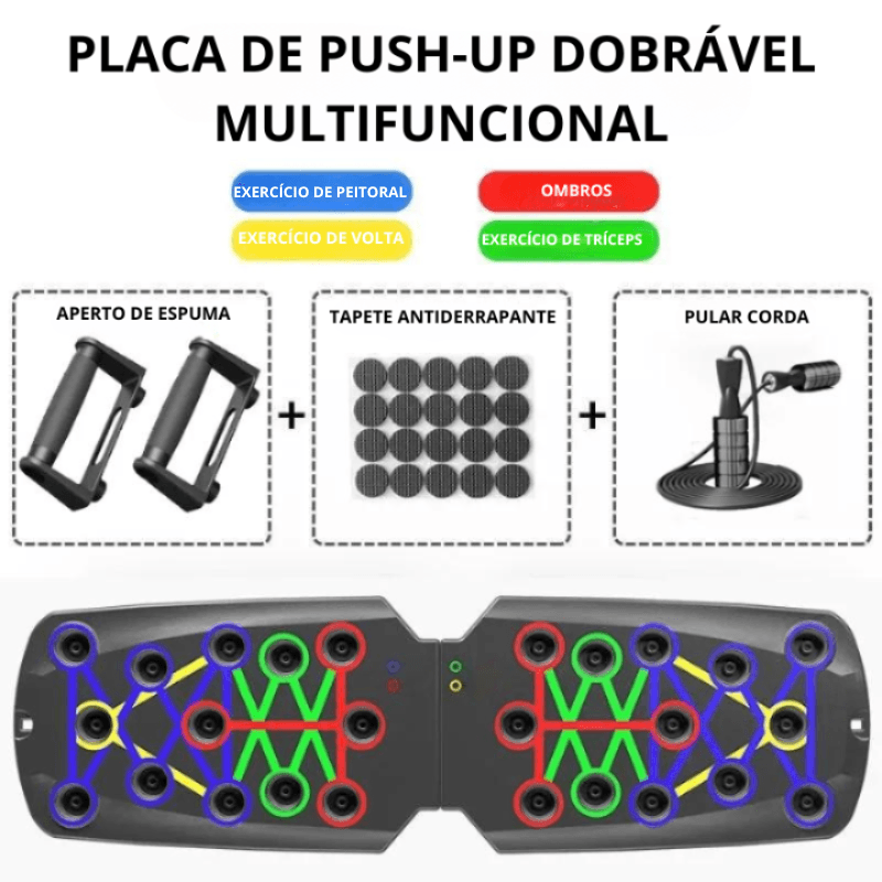 Aparelho Prancha Para Flexão - Multifuncional: Peitoral, Costas e Tríceps