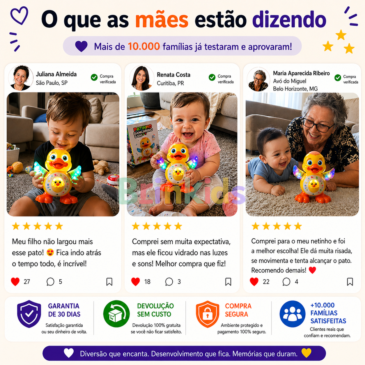 Patinho Infantil 3 em 1 - Canta, dança e  acende Luzes