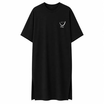 Vestido Camisetão Feminino Smile – Midi Oversized Manga Curta