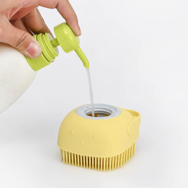 Escova de Silicone Macio e com Porta Shampoo para Pets - Wshop10