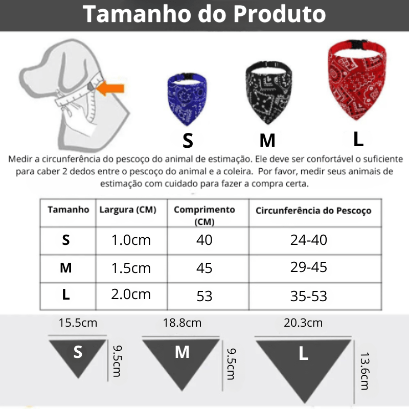 Coleira Bandana ajustável para cachorro e gato - Wshop10
