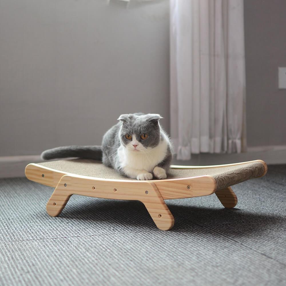 Arranhador de madeira com cama lounge destacável, 3 em 1 para treinamento de gatos - Wshop10