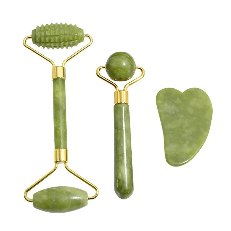 Rolo Jade Rosto e Corpo Massageador - Gua sha Pedra Natural