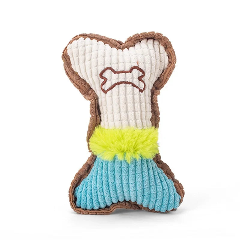 Brinquedo Mordedor para Cães – Osso de Pelúcia com Som
