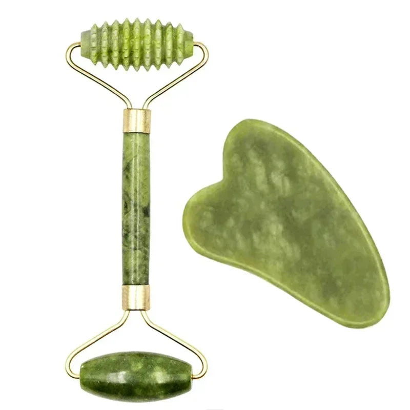 Rolo Jade Rosto e Corpo Massageador - Gua sha Pedra Natural