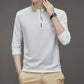 Polo masculina de manga comprida com gola virada para baixo