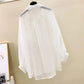 Camisa elegante perspectiva fina chiffon blusa coreano