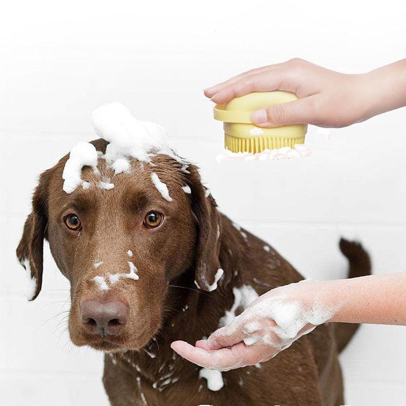 Escova de Silicone Macio e com Porta Shampoo para Pets - Wshop10