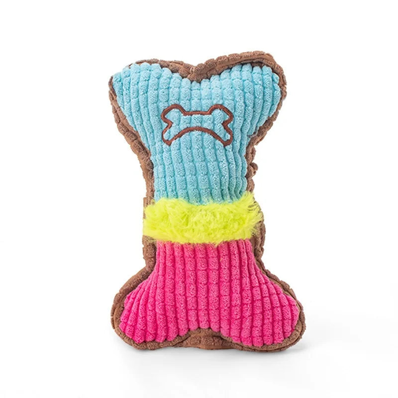 Brinquedo Mordedor para Cães – Osso de Pelúcia com Som