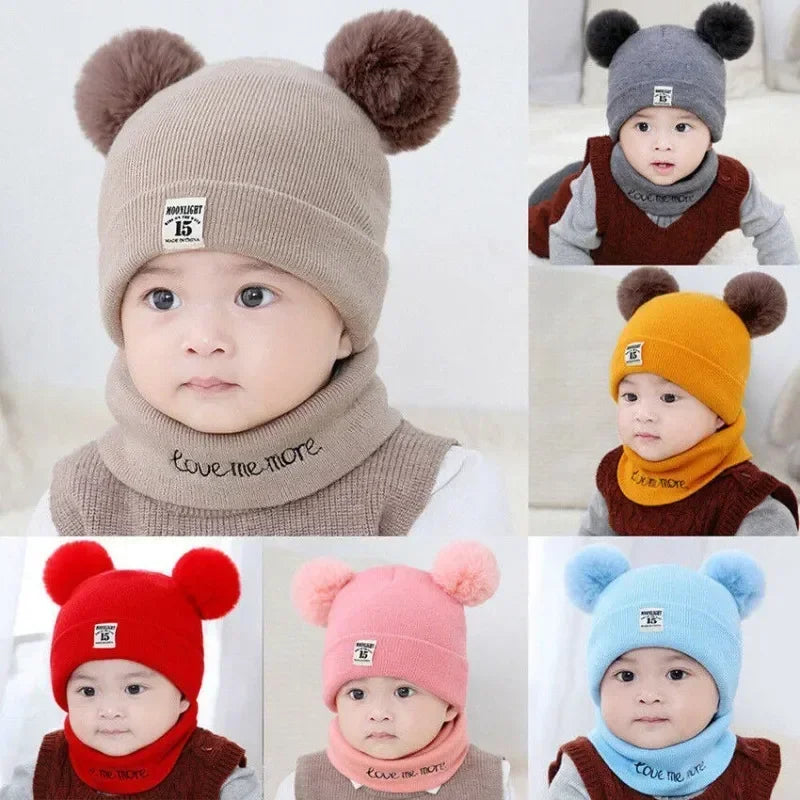 Conjunto de Malha para o Inverno: Cachecol para Bebês e Crianças
