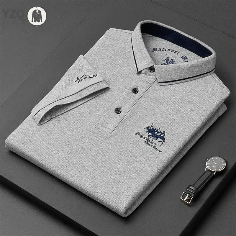Men's Embroidered Casual Fashion Short Sleeved POLO Shirt Summer Comfortable Top