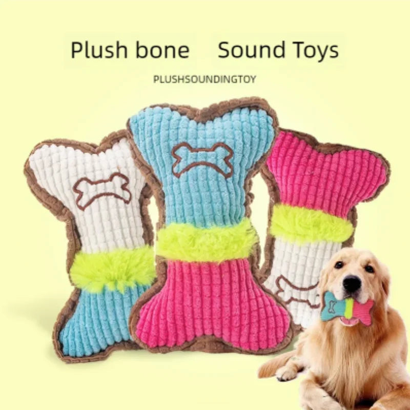 Brinquedo Mordedor para Cães – Osso de Pelúcia com Som