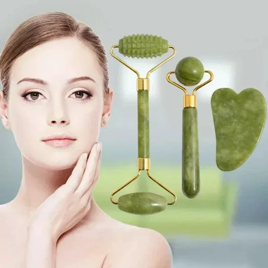 Rolo Jade Rosto e Corpo Massageador - Gua sha Pedra Natural