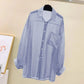 Camisa elegante perspectiva fina chiffon blusa coreano