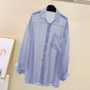 Camisa elegante perspectiva fina chiffon blusa coreano