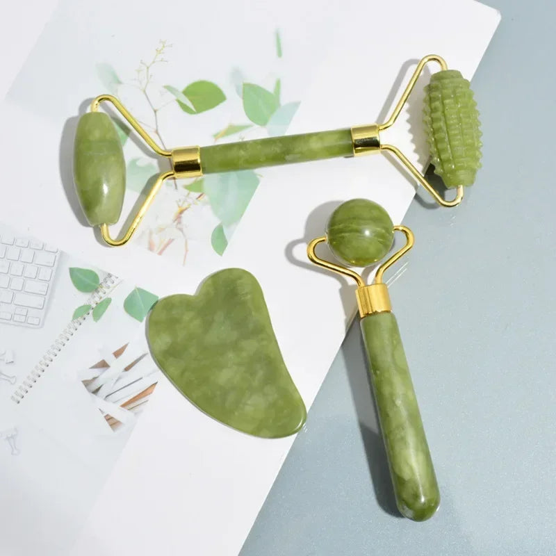 Rolo Jade Rosto e Corpo Massageador - Gua sha Pedra Natural