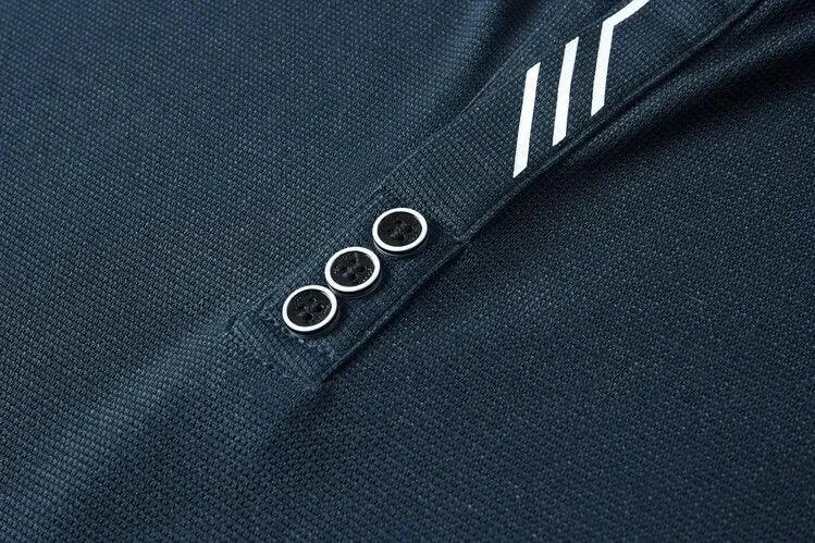 Polo masculina de manga comprida com gola virada para baixo