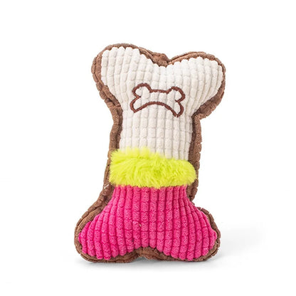 Brinquedo Mordedor para Cães – Osso de Pelúcia com Som