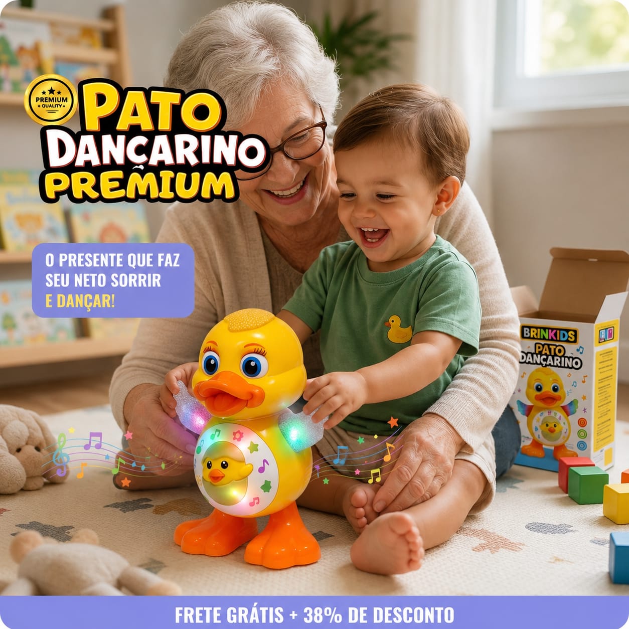 Patinho Infantil 3 em 1 - Canta, dança e  acende Luzes