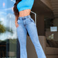 Calça Jeans Flare Cintura Alta Bolso Faca Ref: 0CJ07