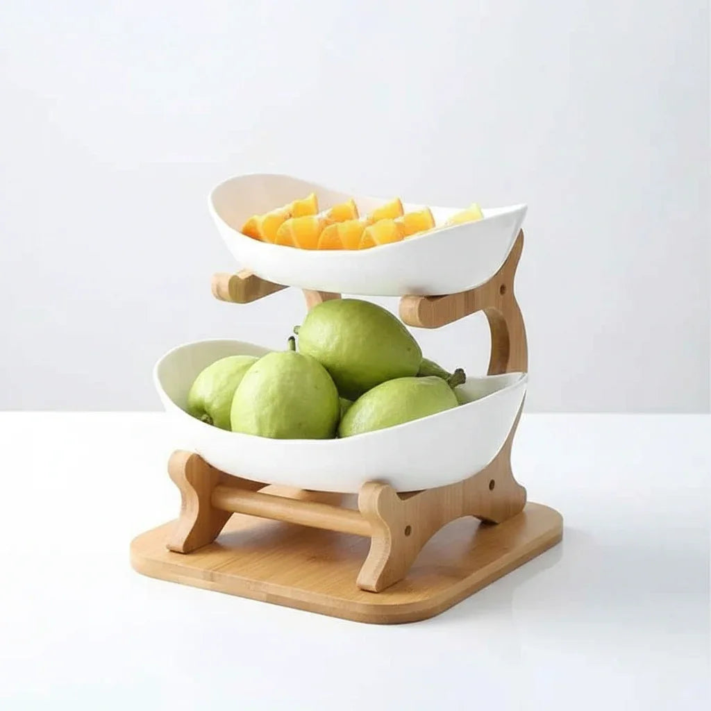 Fruteira de Mesa Cesta de Fruta Bambu