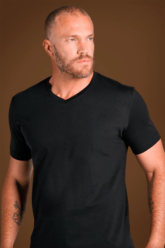 Camiseta Original Gola V Algodão Egípcio com Elastano Preta