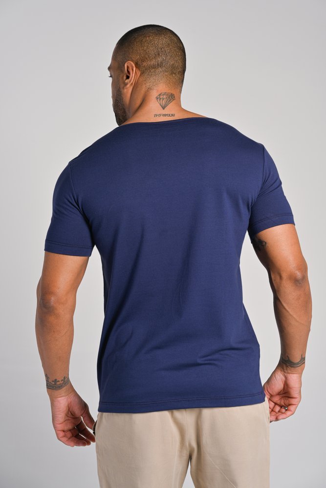 Camiseta Canoe Gola Canoa  Algodão Egípcio com Elastano Azul