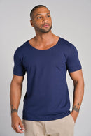 Camiseta Canoe Gola Canoa  Algodão Egípcio com Elastano Azul