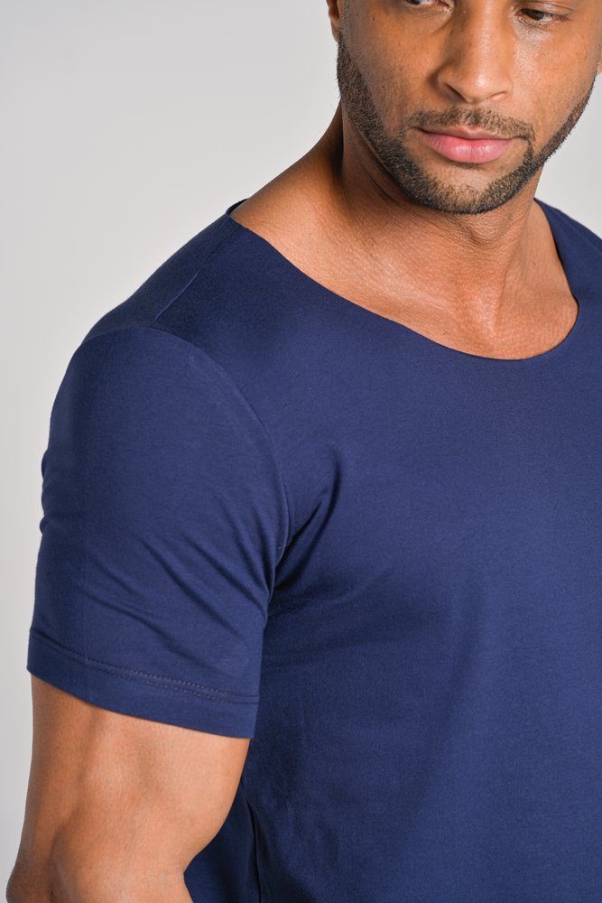 Camiseta Canoe Gola Canoa  Algodão Egípcio com Elastano Azul