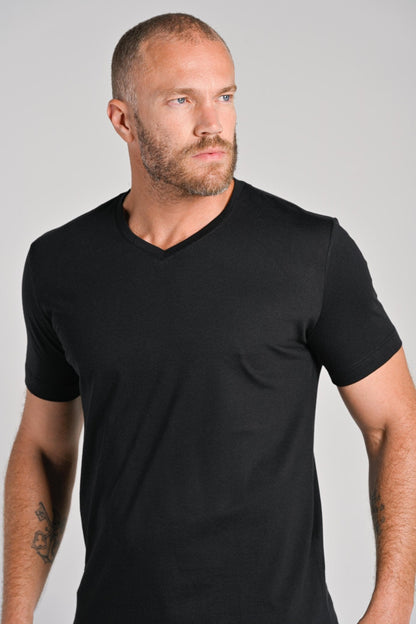 Camiseta Original Gola V Algodão Egípcio com Elastano Preta